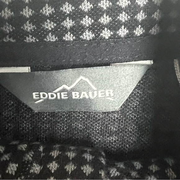 Eddie Bauer Black Gray Check Half Zip Long Sleeve Athleisure Pullover Size M - Picture 9 of 11